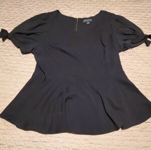 Zipper back Peplum top with puff bow sleeves- Forever 21 plus 1x